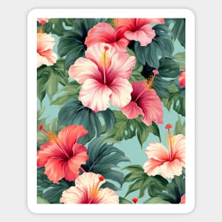 Pink and Red Hibiscus Pattern Sticker